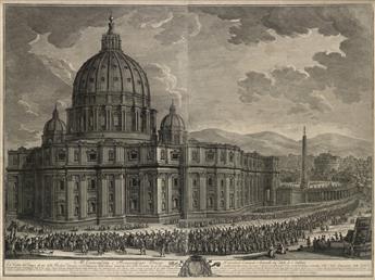 GIUSEPPE VASI Two etchings of St. Peters Basillica and the Vatican.